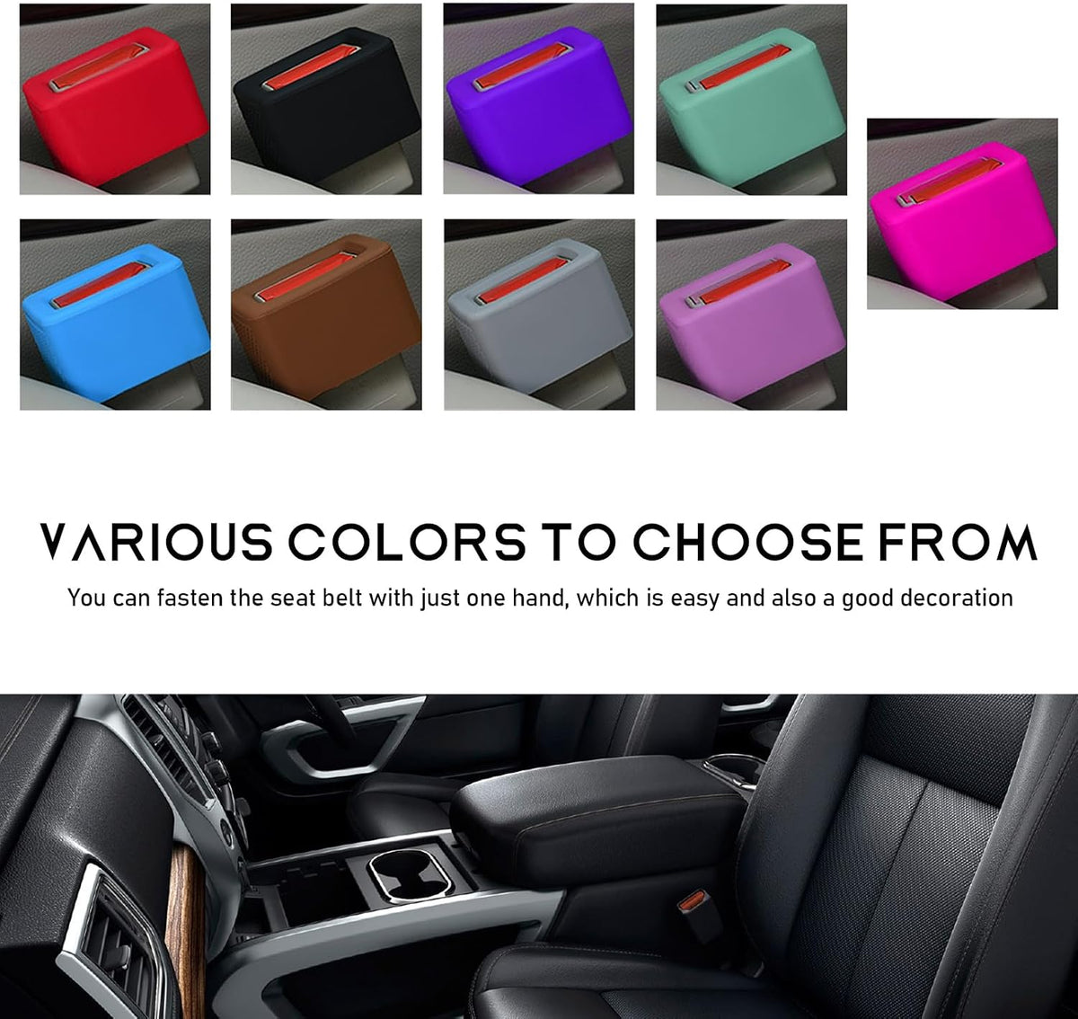 2 PCS Seat Belt Buckle Holder, Silicone Buckle Booster Raises Your Seat Belt for Easy Access, Buckle Cover Makes Receptacle Upright Buckling, Car Accessories for Kids (Bright Pink)