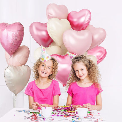 Pink and White Balloons - Pack of 15 - Heart Shaped Foil Balloons for Valentines Day Wedding Birthday Bridal Shower Baby Shower Decorations