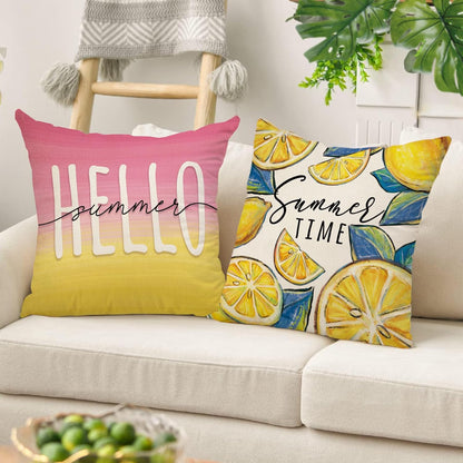 Hello Summer Lemon Decorative Throw Pillow Covers 18 x 18 Set of 4