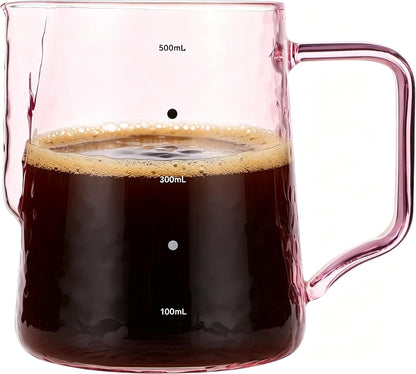 Glass Milk Jar Borosilicate Glass Coffee Pot with Graduated Scale 4.72X3.54X4.33 in Small Pitcher with Spout and Handle for Milk Juice Latte Home Serving