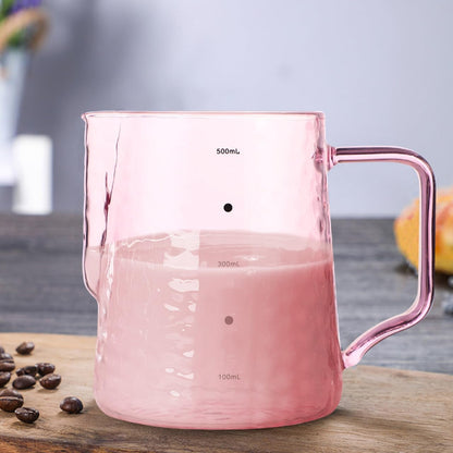 Glass Milk Jar Borosilicate Glass Coffee Pot with Graduated Scale 4.72X3.54X4.33 in Small Pitcher with Spout and Handle for Milk Juice Latte Home Serving