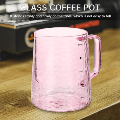 Glass Milk Jar Borosilicate Glass Coffee Pot with Graduated Scale 4.72X3.54X4.33 in Small Pitcher with Spout and Handle for Milk Juice Latte Home Serving