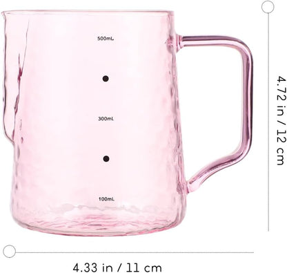Glass Milk Jar Borosilicate Glass Coffee Pot with Graduated Scale 4.72X3.54X4.33 in Small Pitcher with Spout and Handle for Milk Juice Latte Home Serving