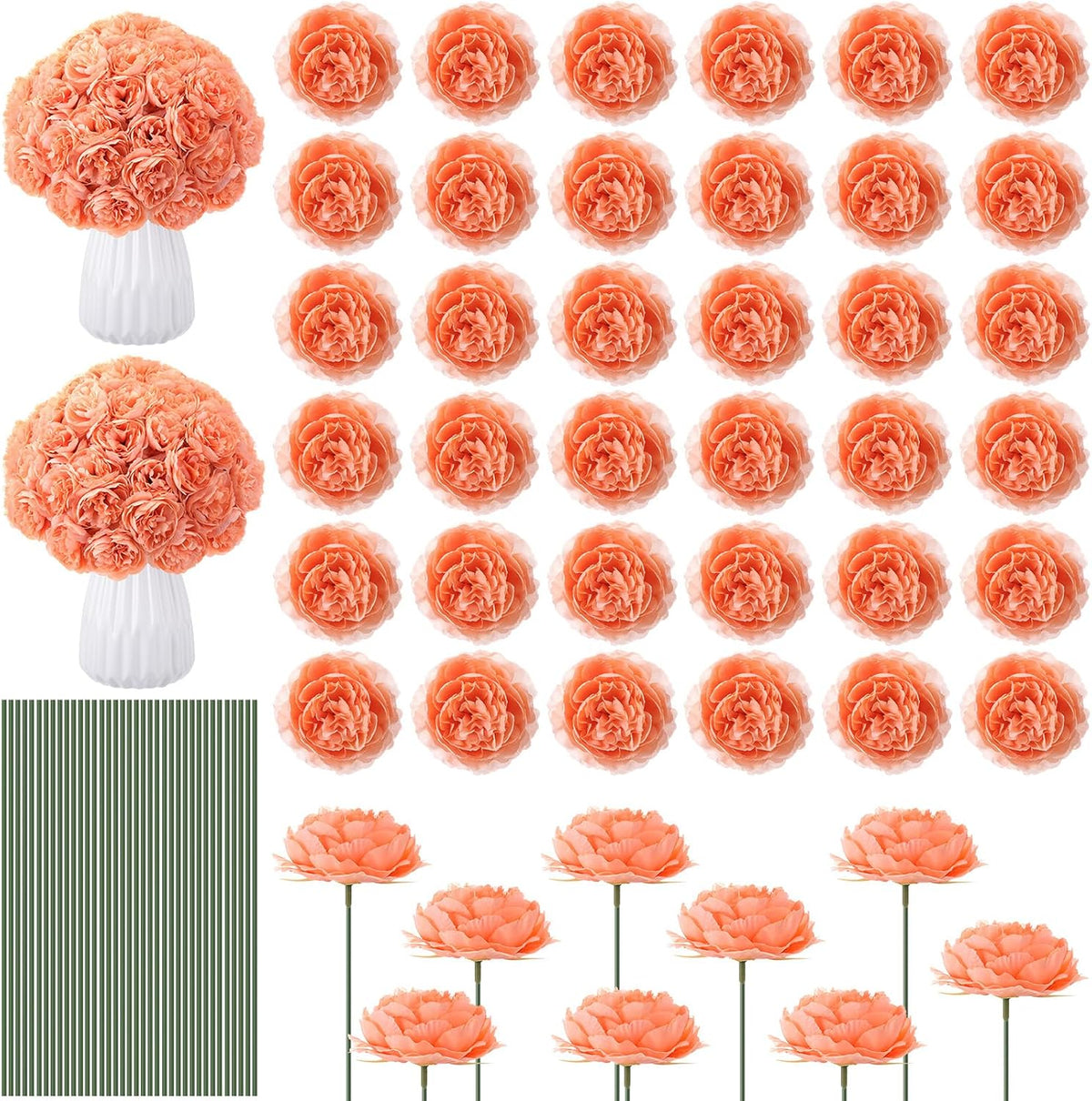 Thiccywoov 200 Pcs Silk Rose Heads Artificial Fake Flowers, Peach
