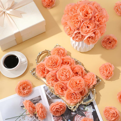 Thiccywoov 200 Pcs Silk Rose Heads Artificial Fake Flowers, Peach