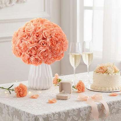 Thiccywoov 200 Pcs Silk Rose Heads Artificial Fake Flowers, Peach