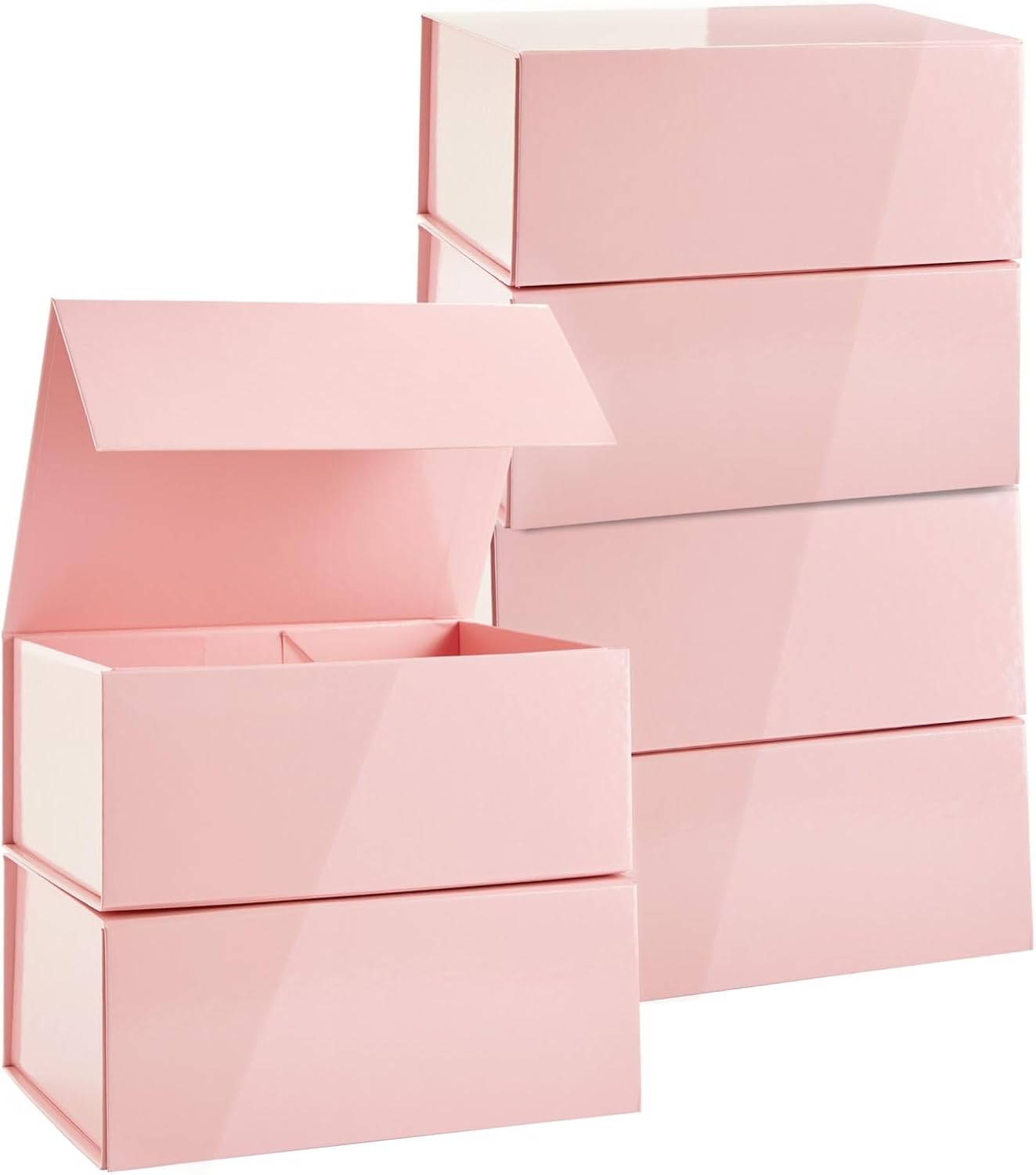 Jewelry Gift Box Set - 6-Pack, 9.5 x 7 x 4 In, Pink Magnetic Lids - Bulk Boxes for Bridesmaid Proposals, Wedding & Birthday Surprises