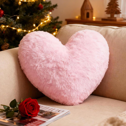 Heart Pillows Cute Fuzzy Throw Pillow Love Heart Decorate Pillows
