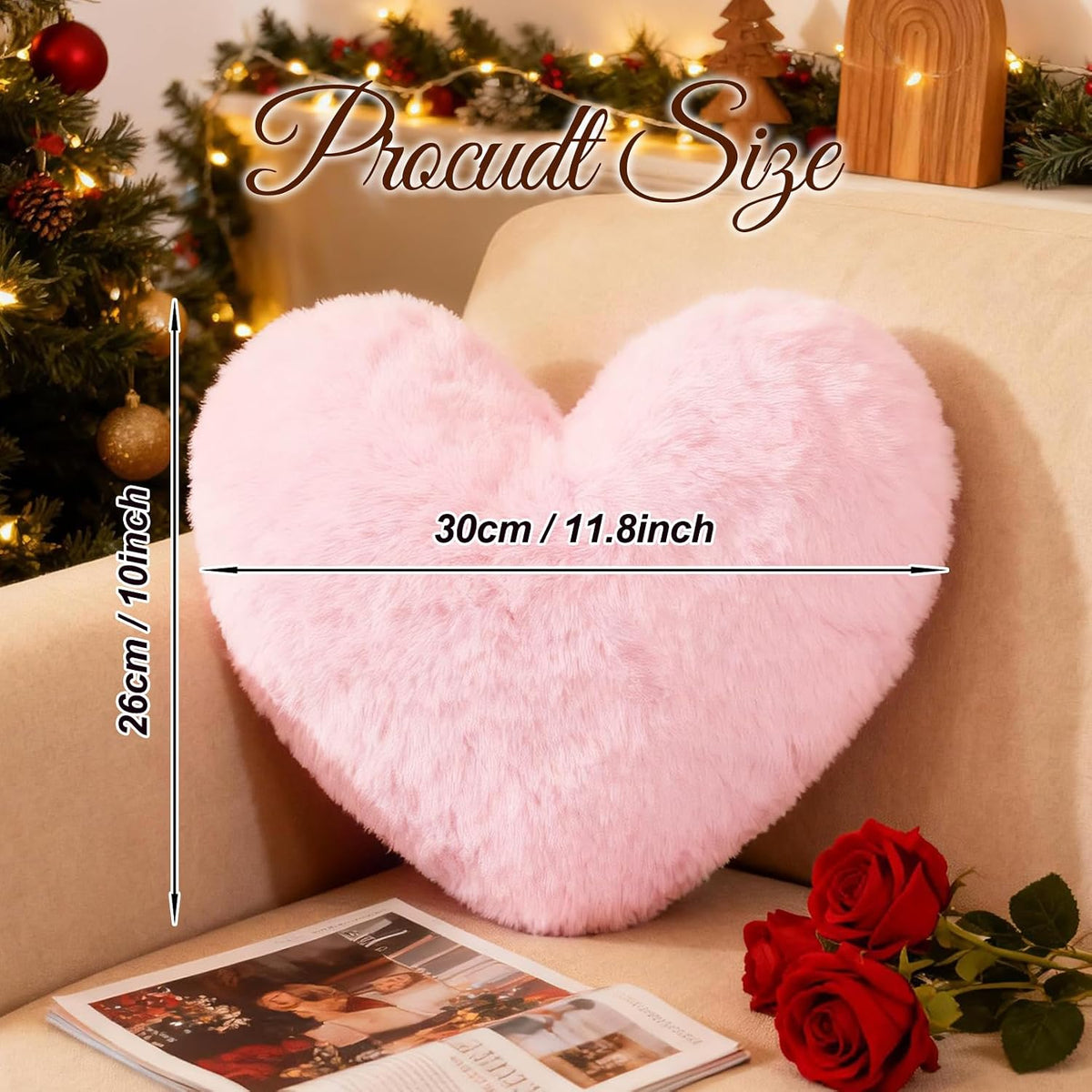 Heart Pillows Cute Fuzzy Throw Pillow Love Heart Decorate Pillows