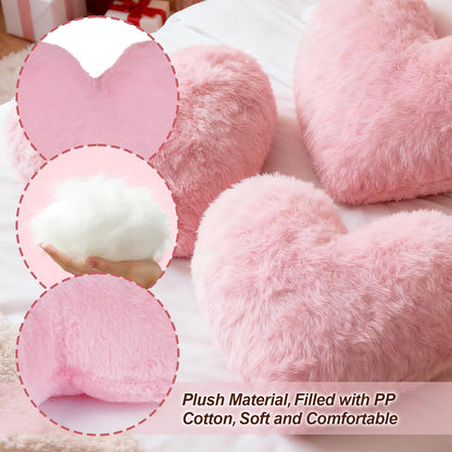 Heart Pillows Cute Fuzzy Throw Pillow Love Heart Decorate Pillows