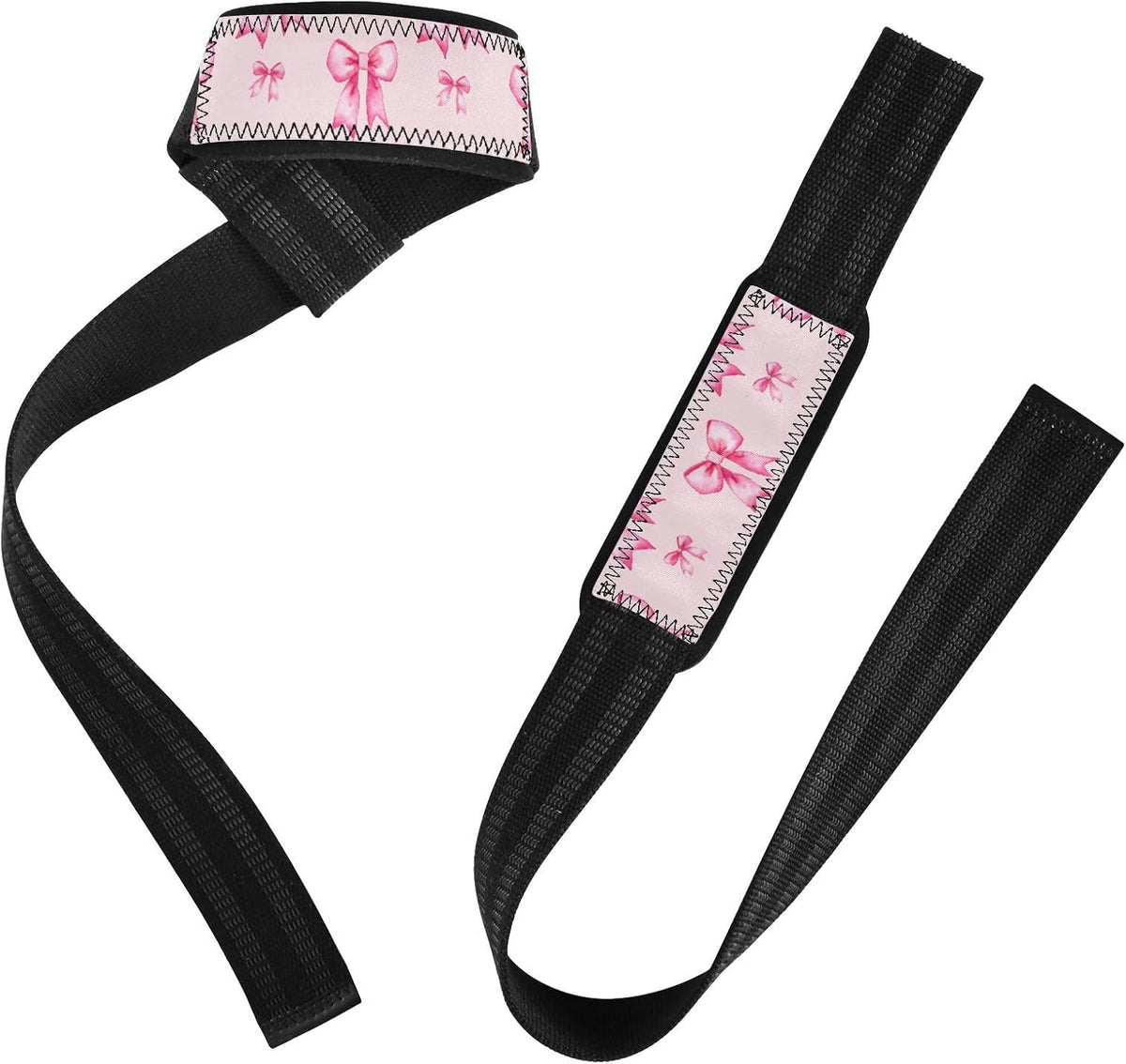Cute Pink Bows Lifting Straps for Weightlifting,Wrist Straps with Thick Neoprene Padding,Pro Heavy Duty Gym Wrist Wraps for Powerlifting, Bodybuilding & Strength Training