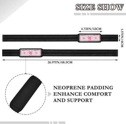 Cute Pink Bows Lifting Straps for Weightlifting,Wrist Straps with Thick Neoprene Padding,Pro Heavy Duty Gym Wrist Wraps for Powerlifting, Bodybuilding & Strength Training