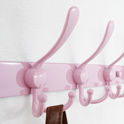 Coat Rack Wall Mounted - 5 Tri Hooks, Heavy Duty, Stainless Steel, Metal Coat Hook Rail for Coat Hat Towel Purse Robes Mudroom Bathroom Entryway, Pink
