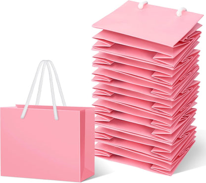 24 Pcs Pink Mini Gift Bags with Handles Paper Gift Card Bags