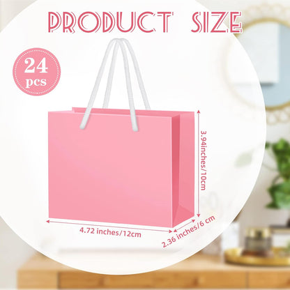 24 Pcs Pink Mini Gift Bags with Handles Paper Gift Card Bags