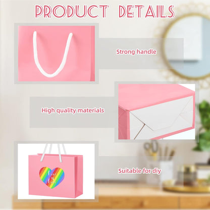 24 Pcs Pink Mini Gift Bags with Handles Paper Gift Card Bags