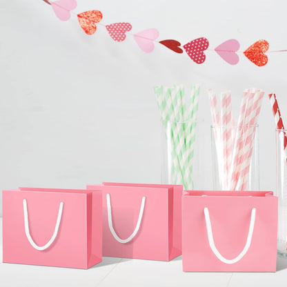 24 Pcs Pink Mini Gift Bags with Handles Paper Gift Card Bags