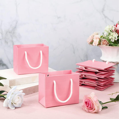 24 Pcs Pink Mini Gift Bags with Handles Paper Gift Card Bags