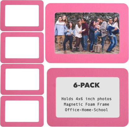 6-Pack Magnetic Photo Frames Pink 4 x 6 Encompases and Holds