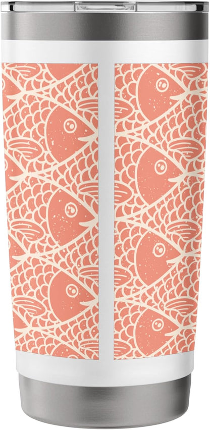 Peach Coral School of Fish Pattern Stainless Steel Insulated Tumbler