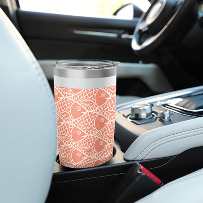 Peach Coral School of Fish Pattern Stainless Steel Insulated Tumbler