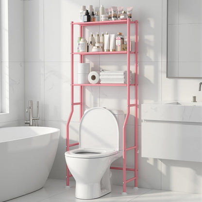 Livilord 3-Tier Over Toilet Storage Rack, Anti-Wobble, Pink