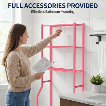 Livilord 3-Tier Over Toilet Storage Rack, Anti-Wobble, Pink