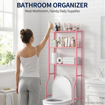 Livilord 3-Tier Over Toilet Storage Rack, Anti-Wobble, Pink
