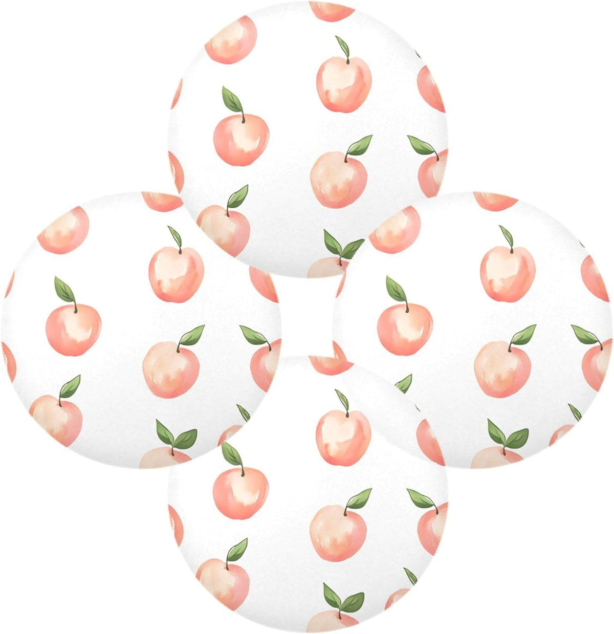 Peach Pattern Round Placemats Set of 6 for Dining Table, 15 Inch Non-Slip Washable Heat-Resistant Table Mats for Party Kitchen Dining Decoration