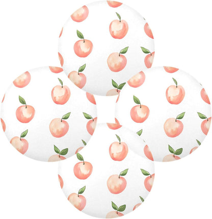 Peach Pattern Round Placemats Set of 6 for Dining Table, 15 Inch Non-Slip Washable Heat-Resistant Table Mats for Party Kitchen Dining Decoration
