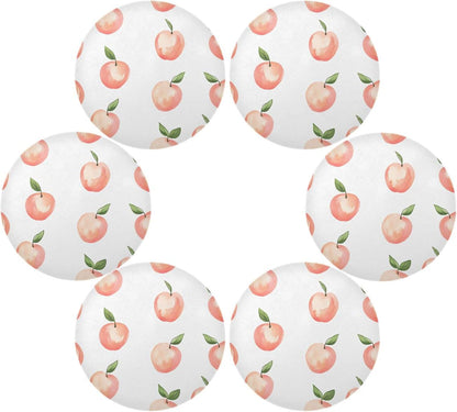 Peach Pattern Round Placemats Set of 6 for Dining Table, 15 Inch Non-Slip Washable Heat-Resistant Table Mats for Party Kitchen Dining Decoration