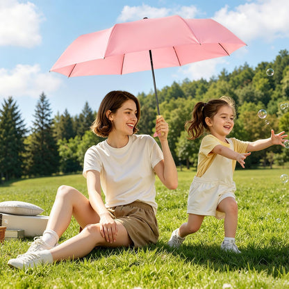 Cute Duck Handle Umbrella Compact Folding Travel Rain for Kids Women Adults