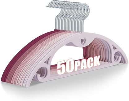 Velvet Hangers Felt Clothes Hangers 50 Pack Pink Multi