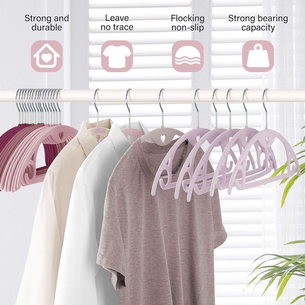 Velvet Hangers Felt Clothes Hangers 50 Pack Pink Multi