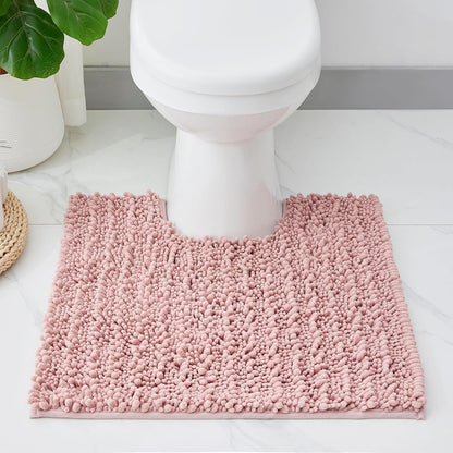 Toilet Rugs U Shaped 24x24,Soft Absorbent Chenille Contour Bath Rugs