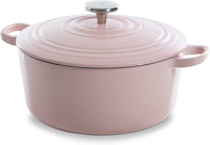 Bourgogne Enameled Cast Iron 4.4QT Dutch Oven, Dusty Pink