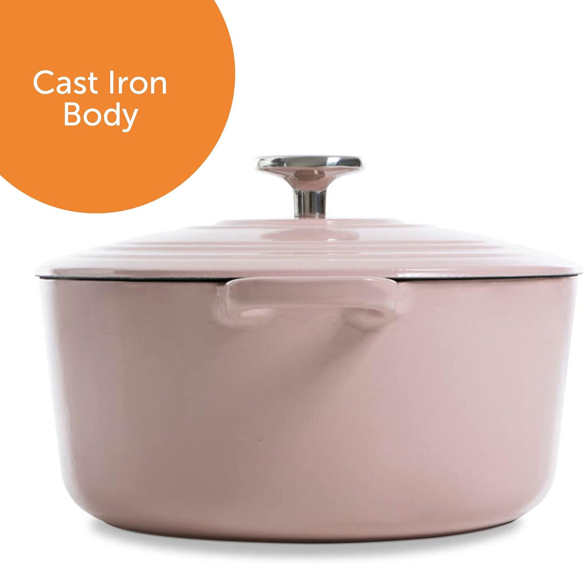 Bourgogne Enameled Cast Iron 4.4QT Dutch Oven, Dusty Pink