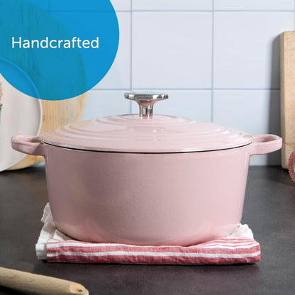 Bourgogne Enameled Cast Iron 4.4QT Dutch Oven, Dusty Pink