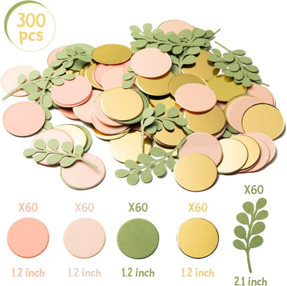 300Pcs Back to School Sage Olive Green Peach Blush Round Scatter Confetti Dots Greenery Eucalyptus Paper Confetti Table Decoration Bridal Wedding Baby Shower Birthday Holiday Party Supplies