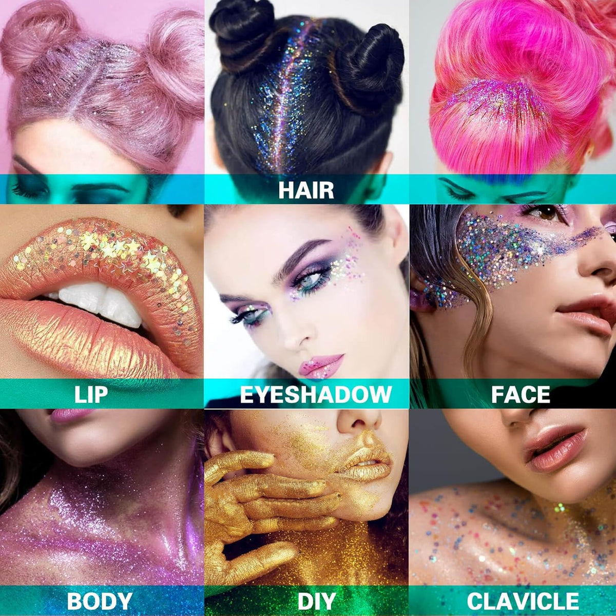 Pink Body Glitter,Sparkly Hair Glitter for Kids,Pink Accessories for Spirit Week,Singer Concerts Lover Heart Pink Halloween Face Glitter Makeup,Self-Adhesive Mermaid Glitter Face Paint