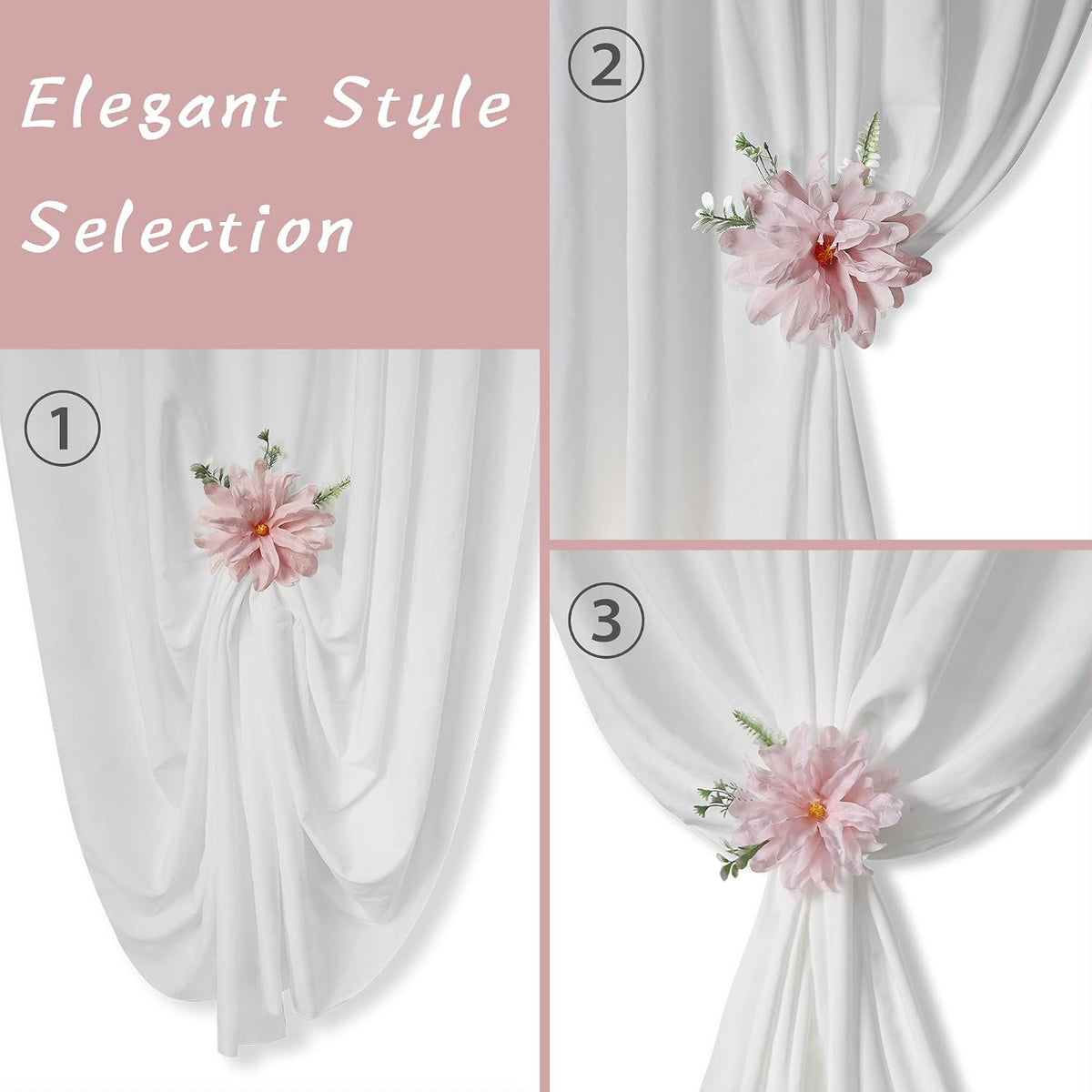Cute Curtain Holdbacks 2 Pcs Decorative Tiebacks for Drapes, Tie Backs for Curtains, Natural Chic Window Treatments Home Decor Drapery Holder, Light Pink
