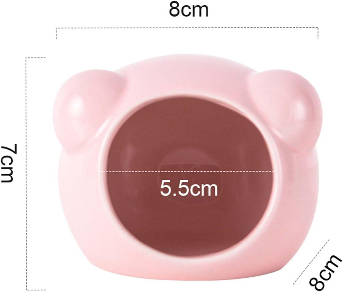 Cool Hamster House Small Animal Habitat Décor, Bear-Shaped Mini Ceramic Hamster Hideout Cave for Dwarf Hamsters (Pink, S)