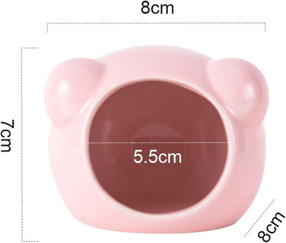 Cool Hamster House Small Animal Habitat Décor, Bear-Shaped Mini Ceramic Hamster Hideout Cave for Dwarf Hamsters (Pink, S)