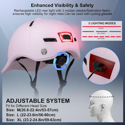 Adult Bike/Scooter Helmet RearLight Safety Certified