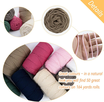 Polyester Macrame Cord 4mm x 164 Yards Braided Polyester Cord Thick Macrame Rope Yarn Crochet Cord, Polyester Yarn for Crocheting, Bags, Wall Hangers, Rug, DIY Crafts (Peach Red)