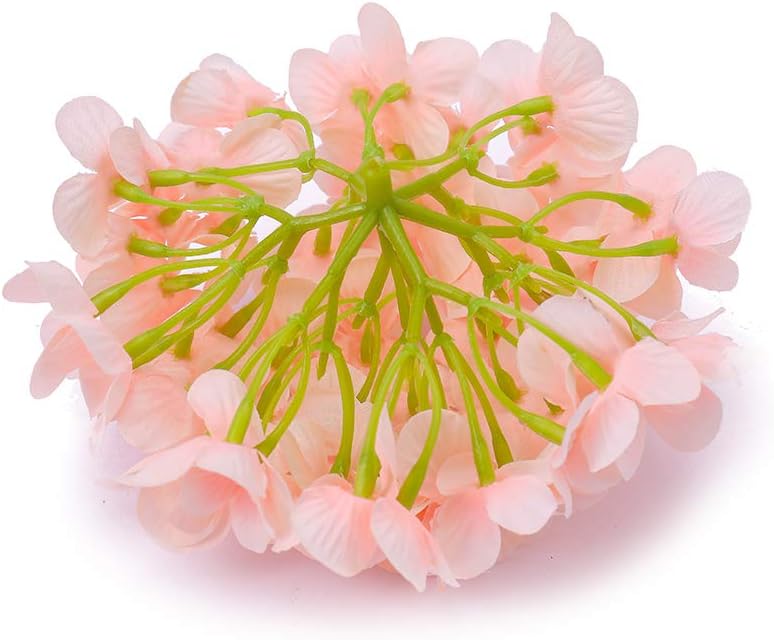Silk Hydrangea Heads with Stems Artificial Flowers Heads for Home Wedding Decor,Pack of 10 (Peach Pink)