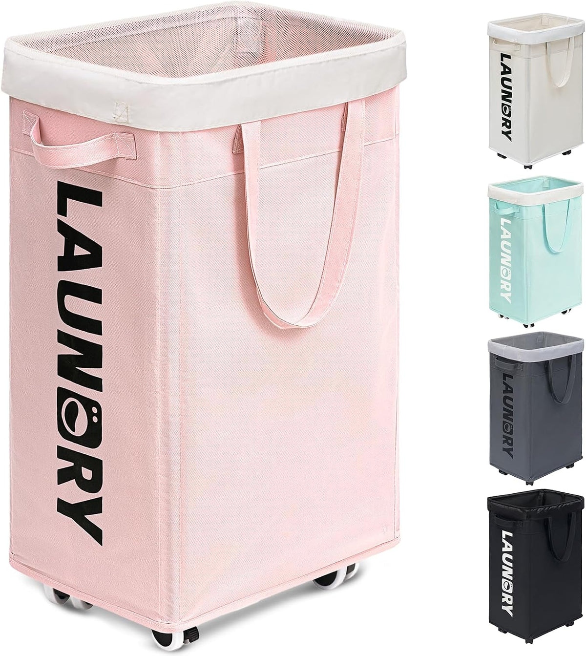 75L Laundry Hamper with Wheels, Dorm Room Essentials for Girls
