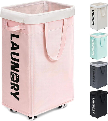 75L Laundry Hamper with Wheels, Dorm Room Essentials for Girls