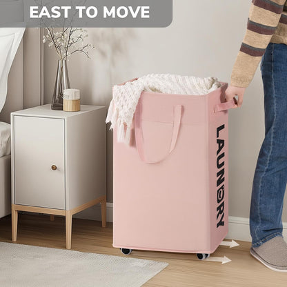 75L Laundry Hamper with Wheels, Dorm Room Essentials for Girls