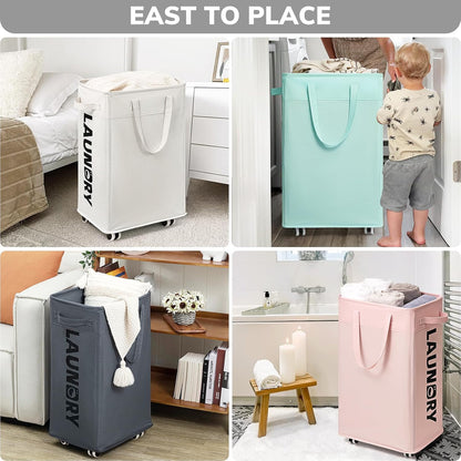 75L Laundry Hamper with Wheels, Dorm Room Essentials for Girls